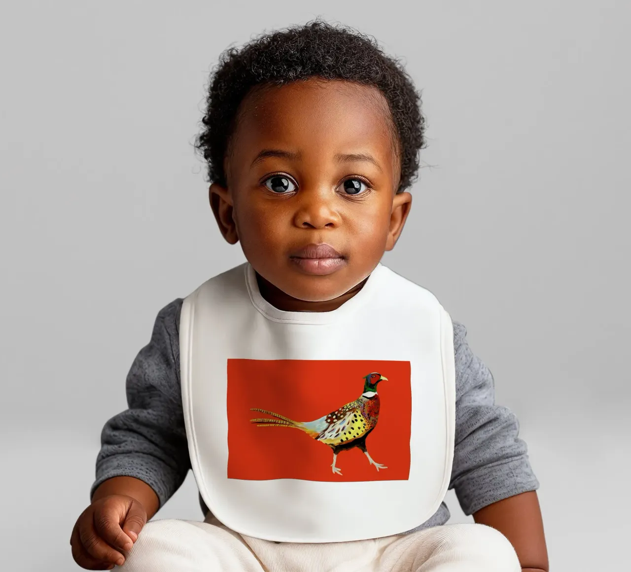 Strutting Pheasant On Orange bavaglino da Alice Straker