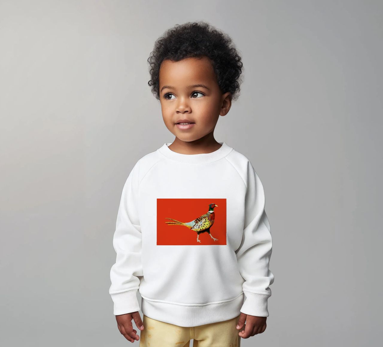 Strutting Pheasant On Orange felpa neonato da Alice Straker