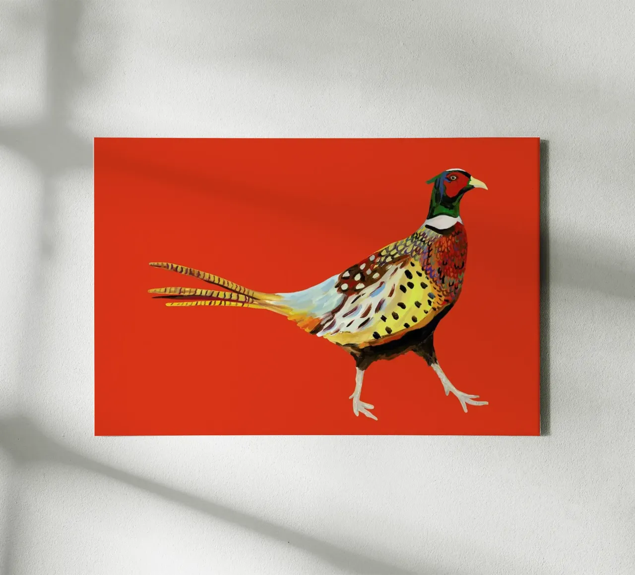 Strutting Pheasant On Orange tela con Cornice a cassetta da Alice Straker