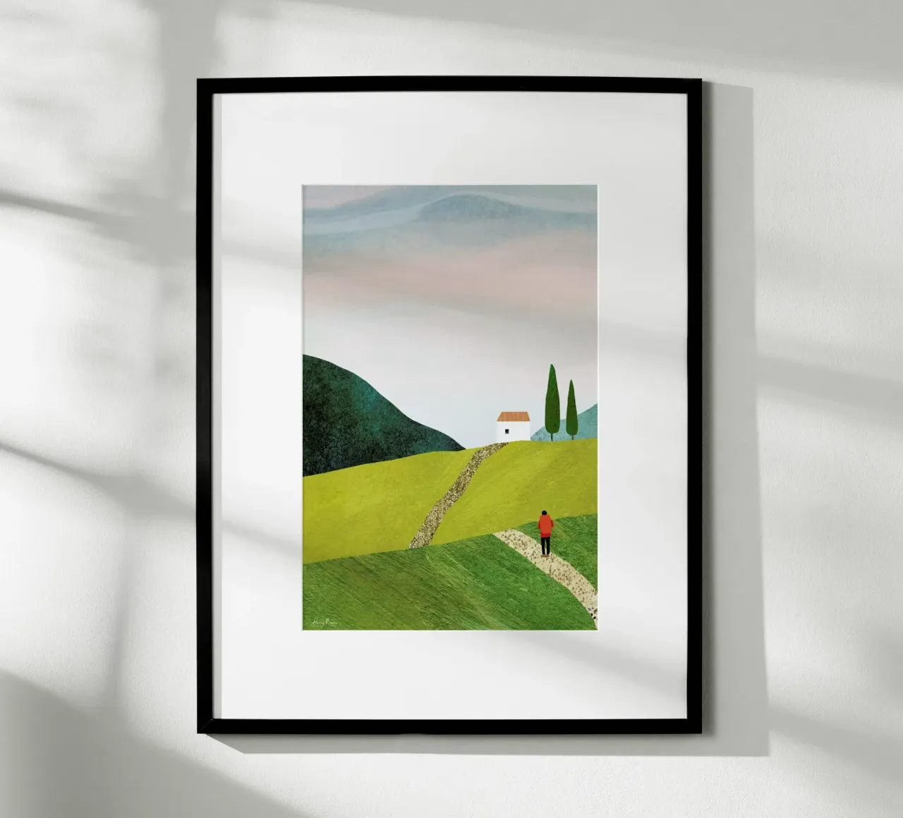 Walking Home poster con telaio in legno da Henry Rivers