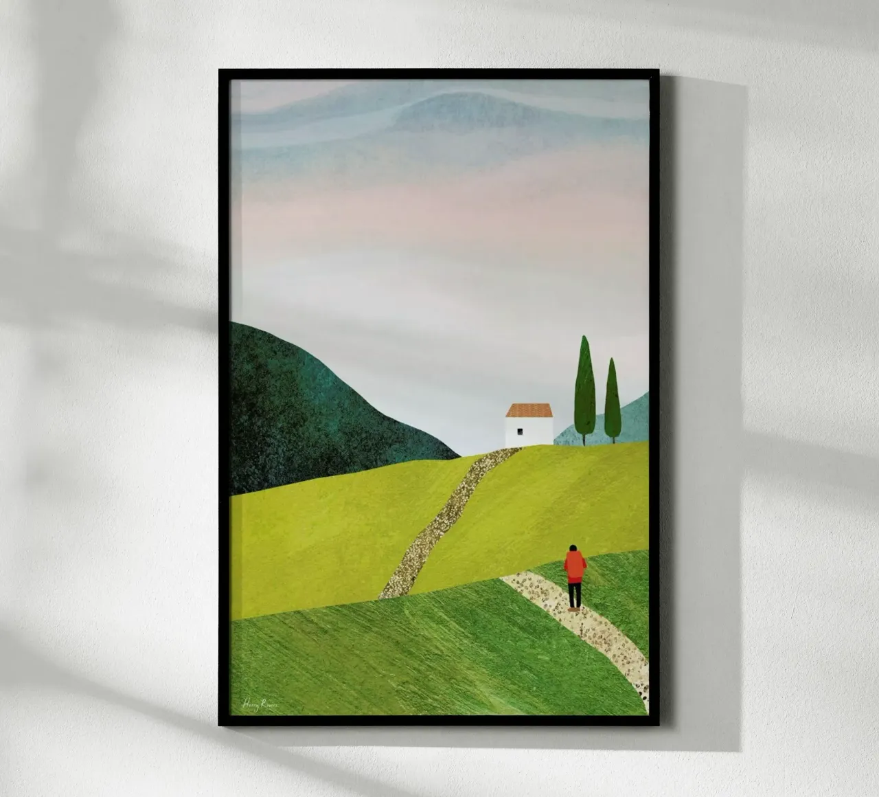 Walking Home poster con telaio in legno da Henry Rivers