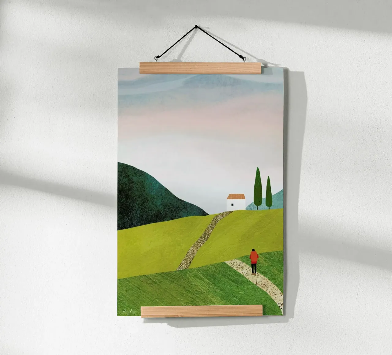 Walking Home poster con telaio in legno da Henry Rivers