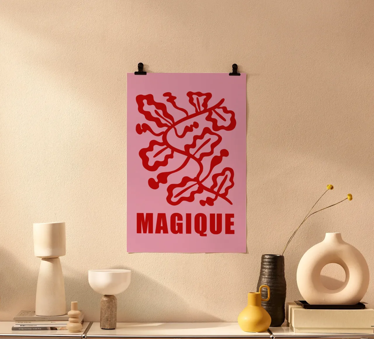 Pink and Red Magique Art poster by GraceDigitalArtCo