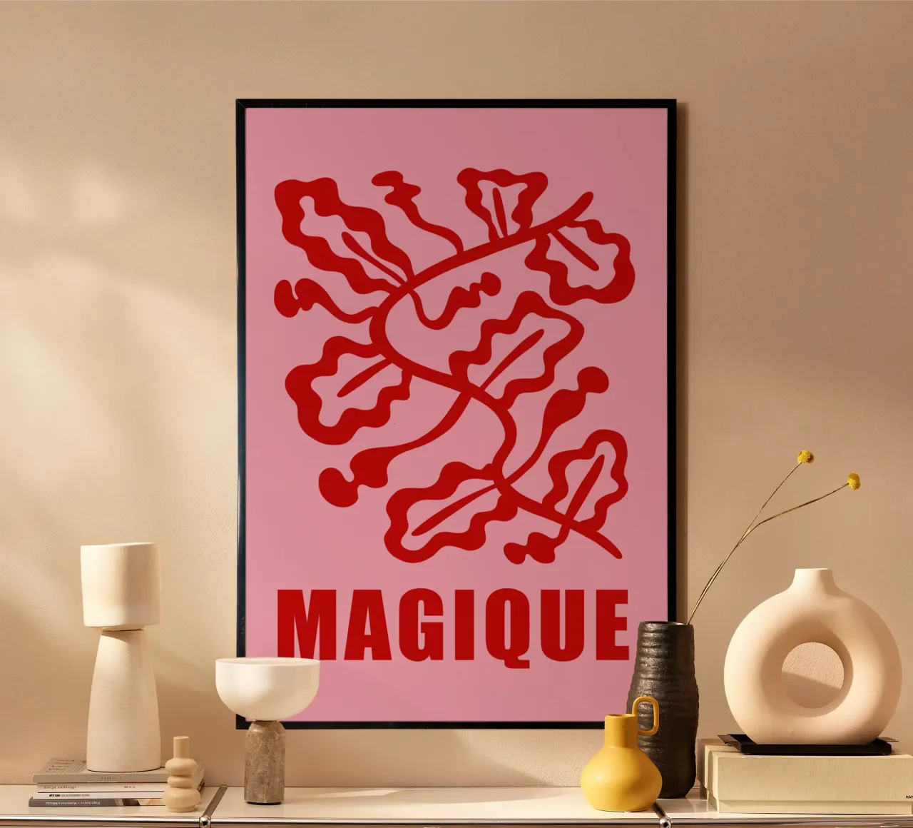 Pink and Red Magique Art poster by GraceDigitalArtCo