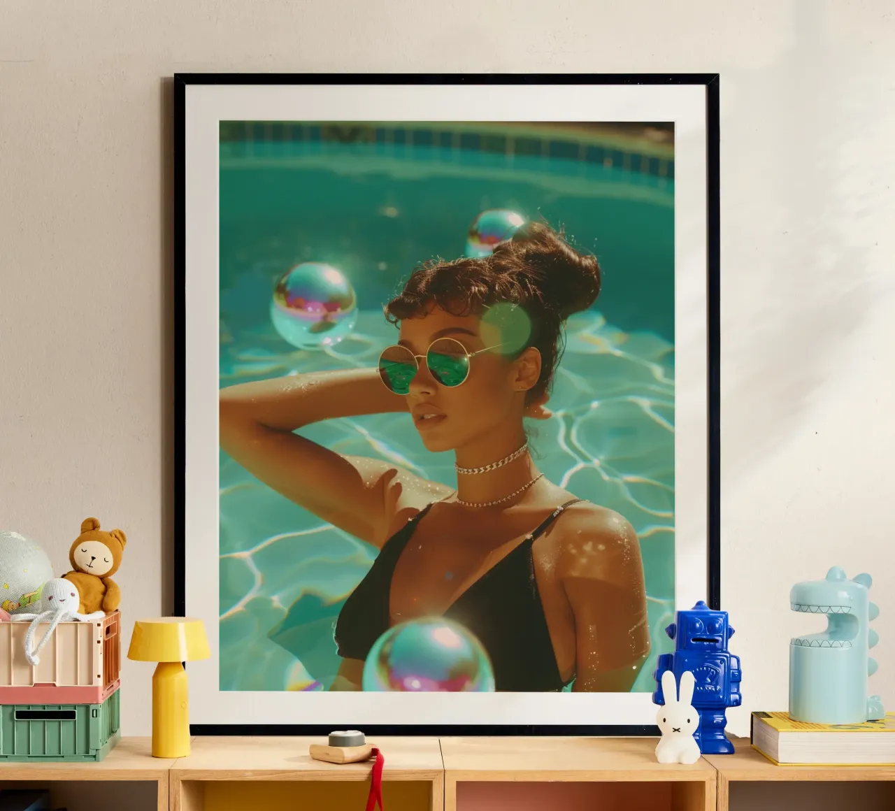 Aqua Glow poster con telaio in plastica da PhotoVibe Decor