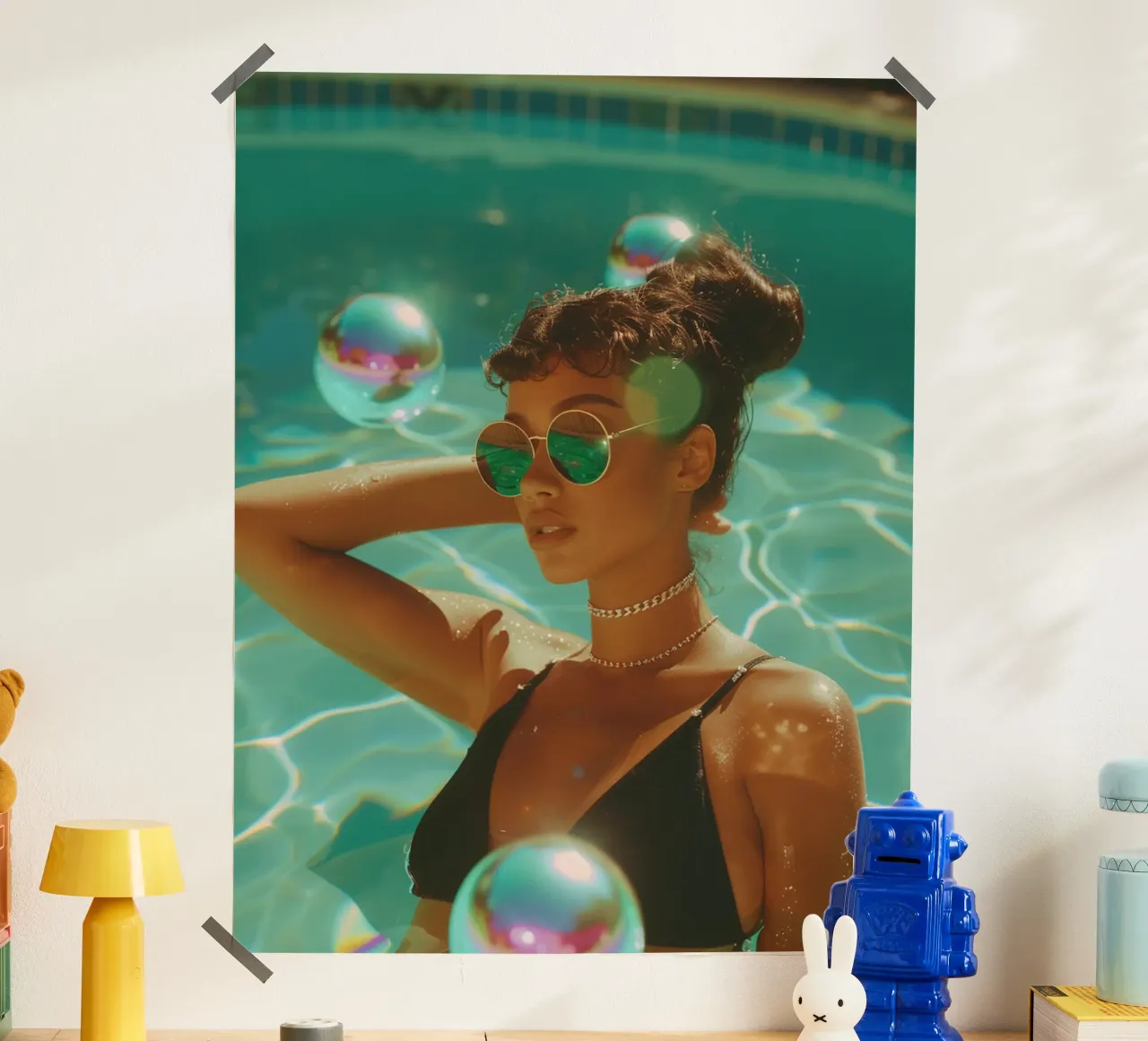 Aqua Glow poster con telaio in plastica da PhotoVibe Decor