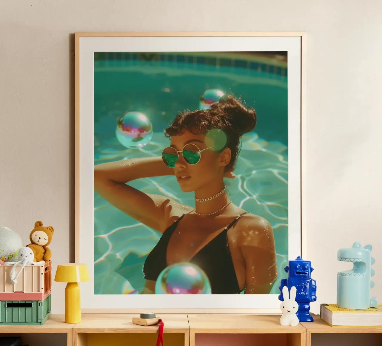 Aqua Glow poster con telaio in plastica da PhotoVibe Decor