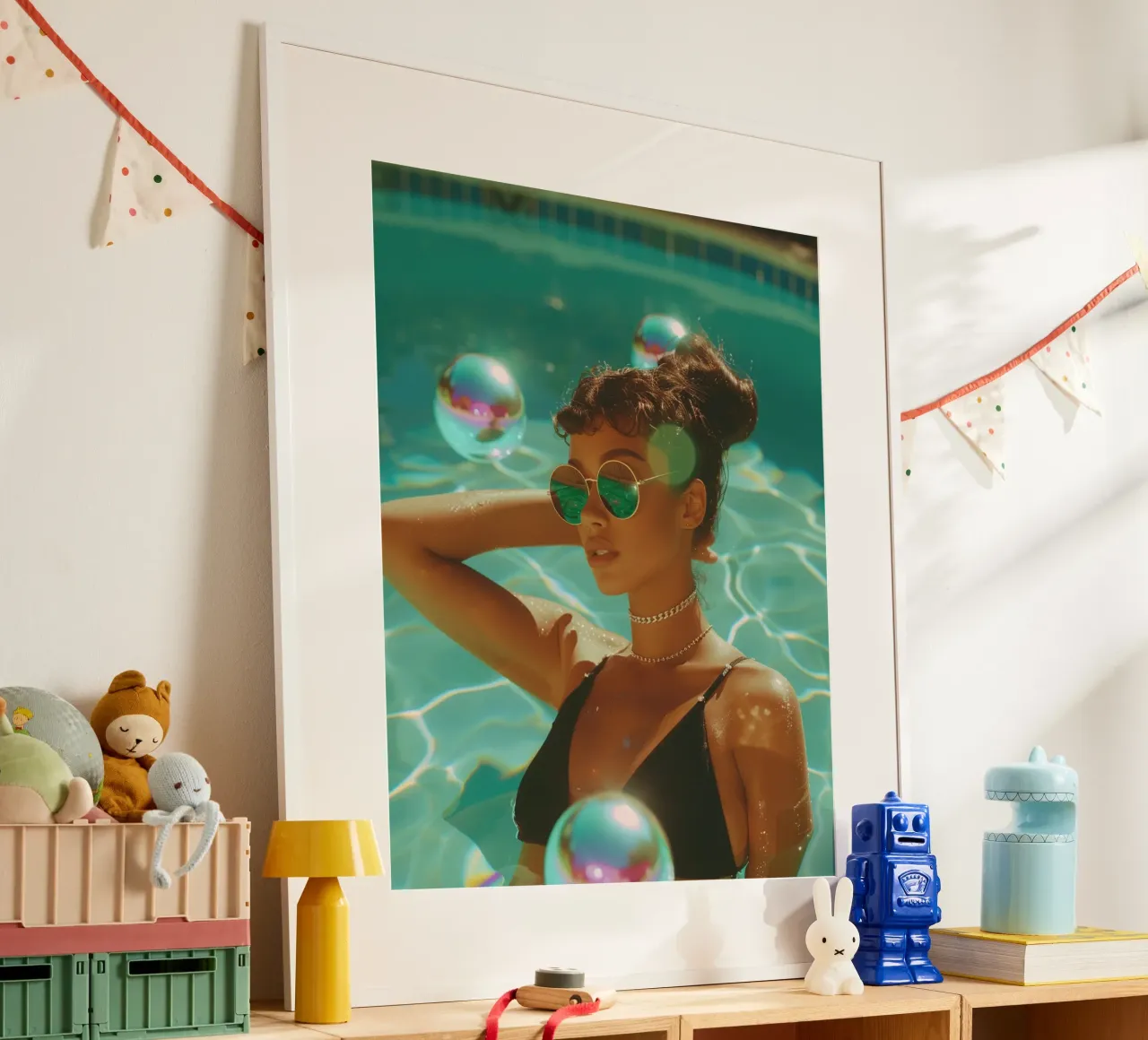 Aqua Glow poster con telaio in plastica da PhotoVibe Decor