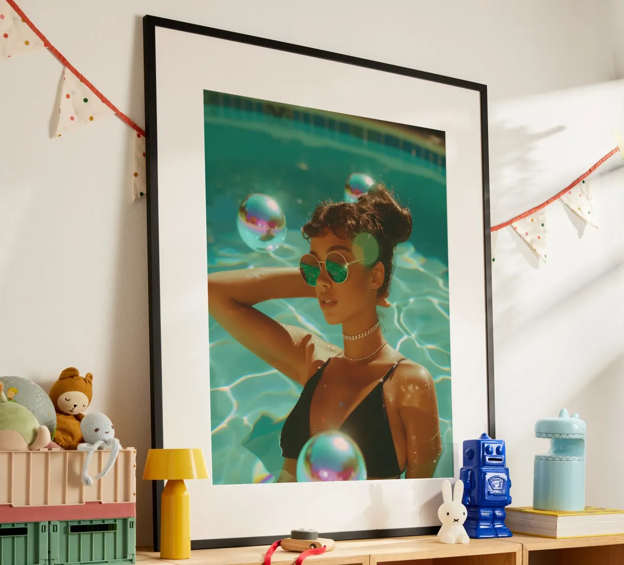 Aqua Glow poster con telaio in plastica da PhotoVibe Decor