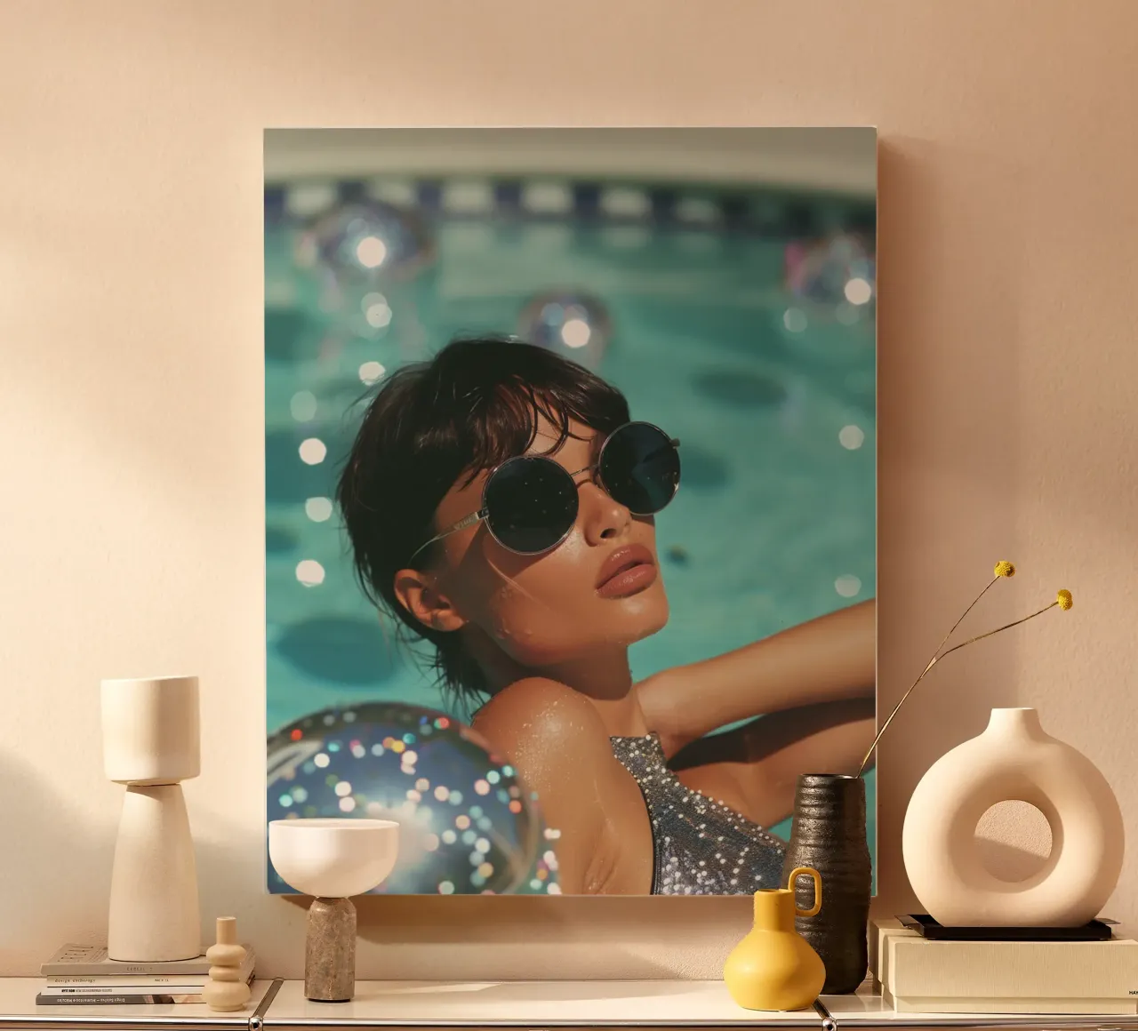 Aqua Glow tela con Cornice a cassetta da PhotoVibe Decor