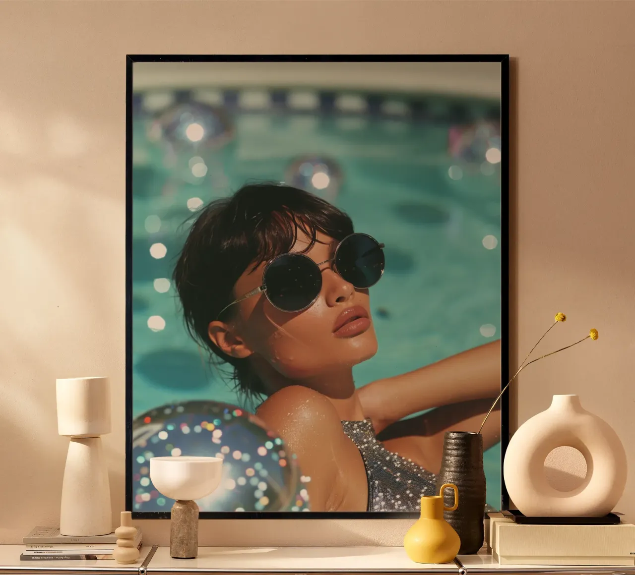 Aqua Glow poster con telaio in plastica da PhotoVibe Decor