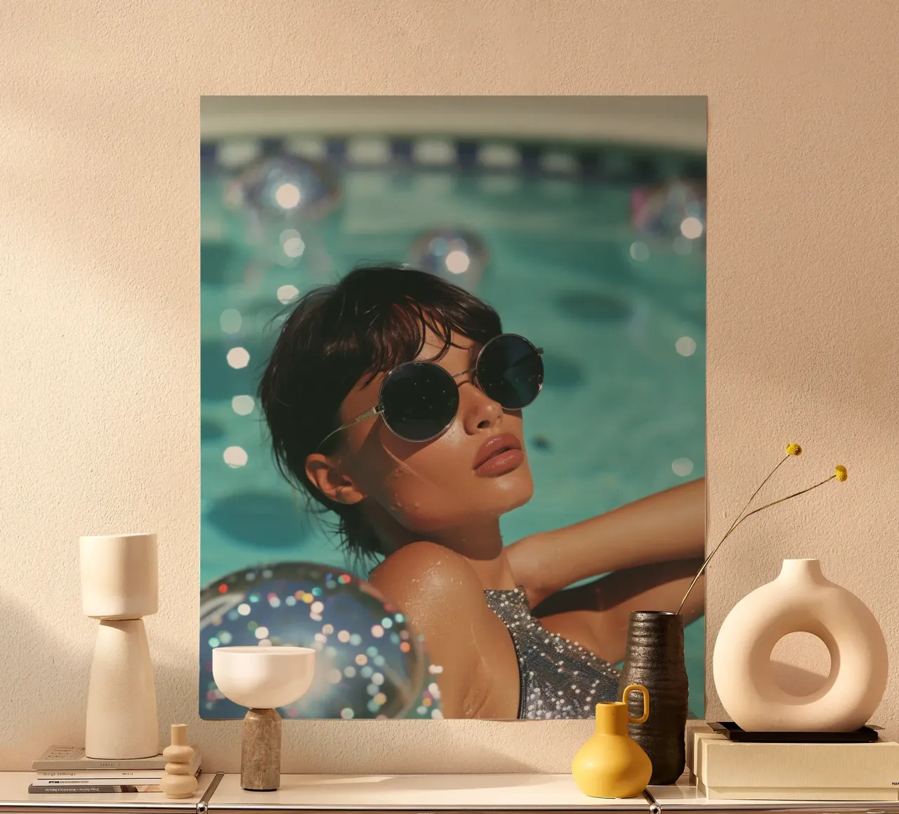 Aqua Glow poster con telaio in plastica da PhotoVibe Decor