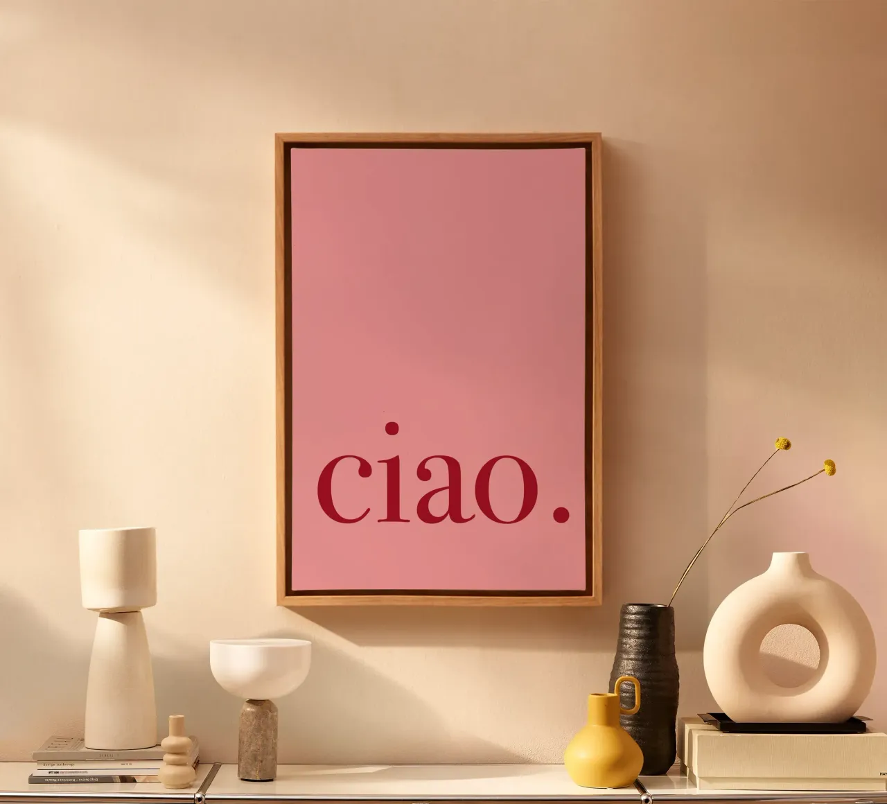 Pink and Red Ciao Art tela con Cornice a cassetta da GraceDigitalArtCo
