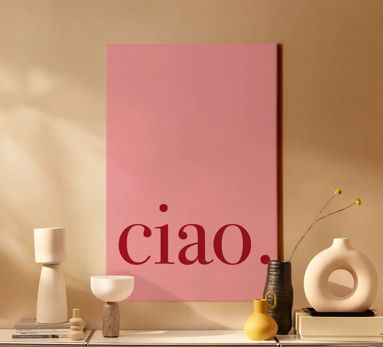 Pink and Red Ciao Art tela con Cornice a cassetta da GraceDigitalArtCo