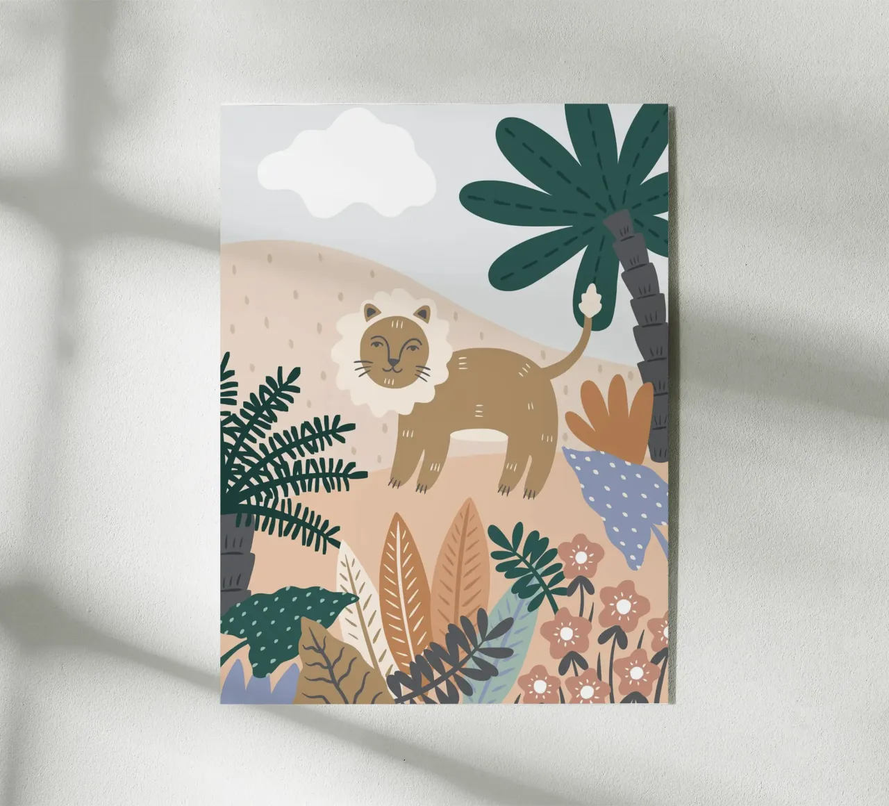 Murale Jungle Lion Boho, poster per bambini, camera dei bambini plexiglass da Edina Varga Prints