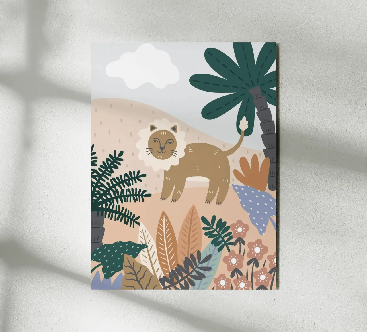 Murale Jungle Lion Boho, poster per bambini, camera dei bambini alluminio dibond da Edina Varga Prints