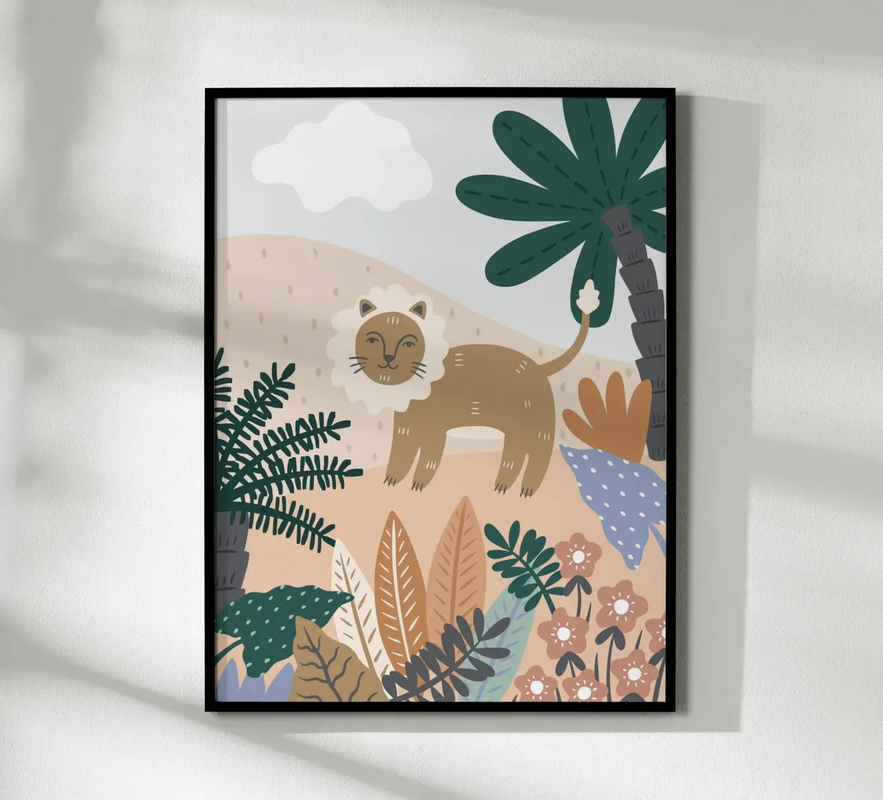 Murale Jungle Lion Boho, poster per bambini, camera dei bambini poster con telaio in legno da Edina Varga Prints