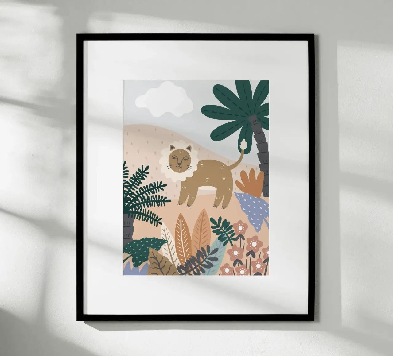 Murale Jungle Lion Boho, poster per bambini, camera dei bambini poster con telaio in legno da Edina Varga Prints