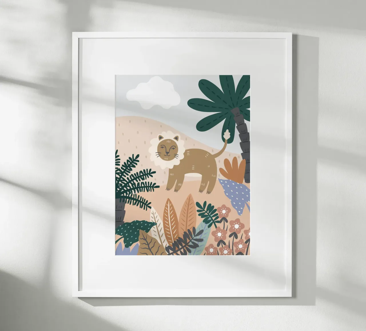 Murale Jungle Lion Boho, poster per bambini, camera dei bambini poster con telaio in legno da Edina Varga Prints