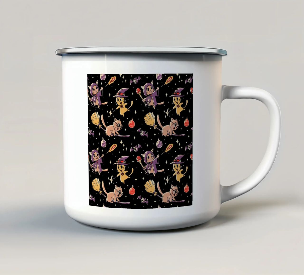 Pattern Magic Cats tazza in smalto da Tobe Fonseca