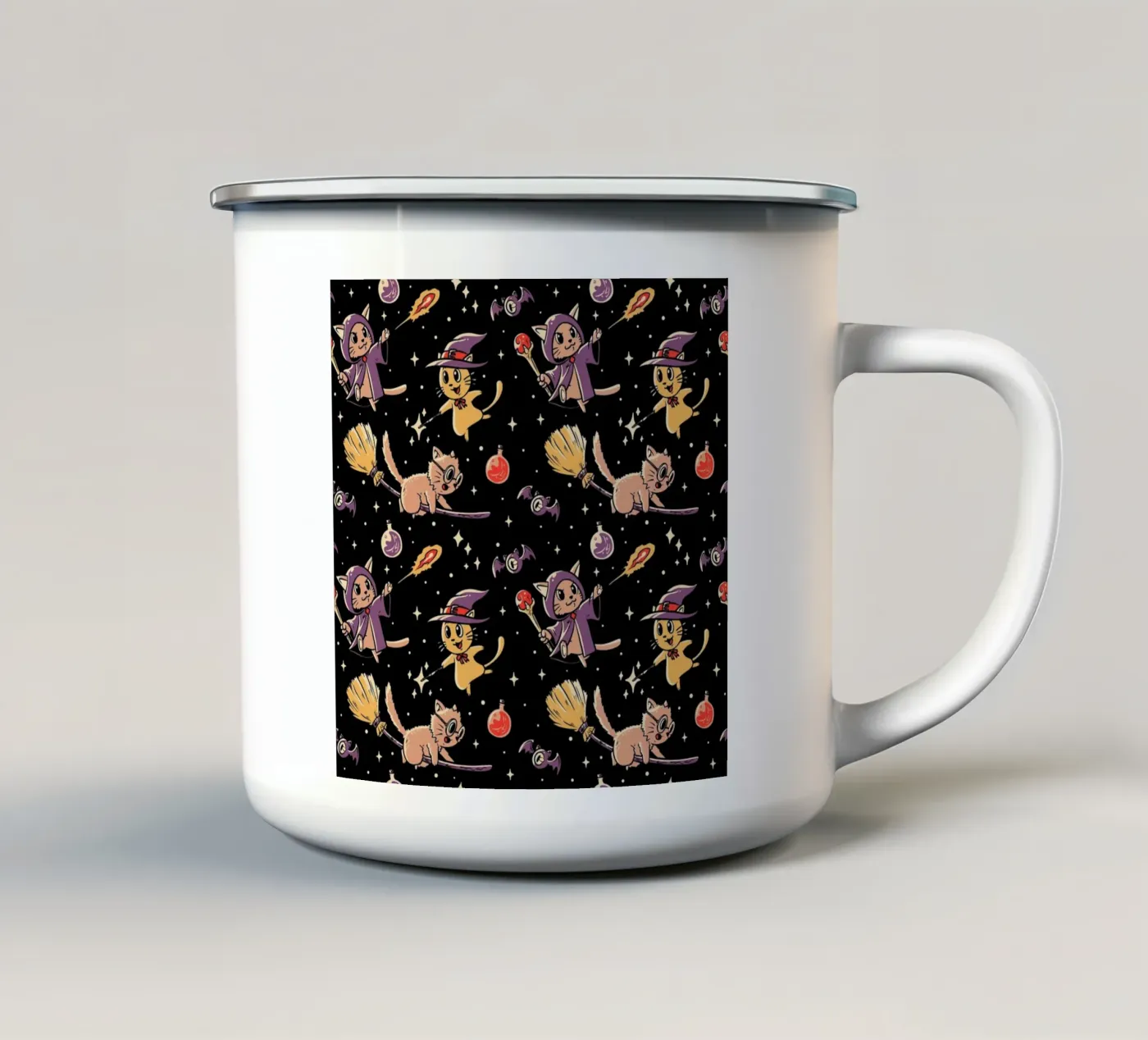 Pattern Magic Cats enamel mug by Tobe Fonseca