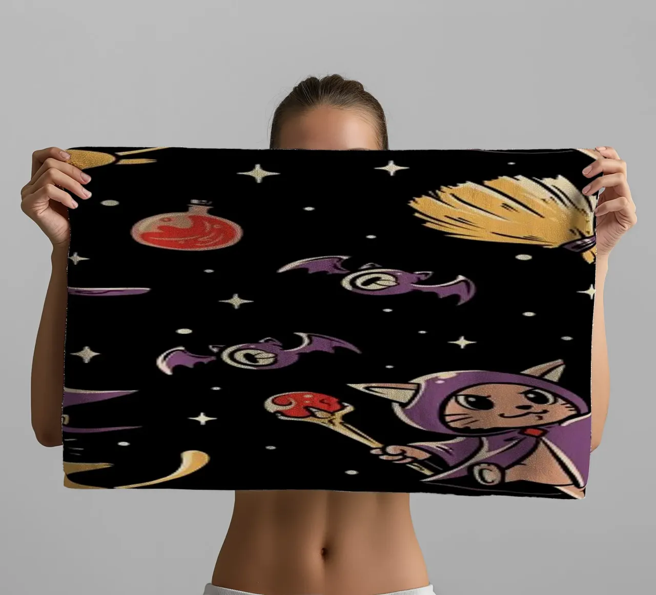 Pattern Magic Cats towel by Tobe Fonseca