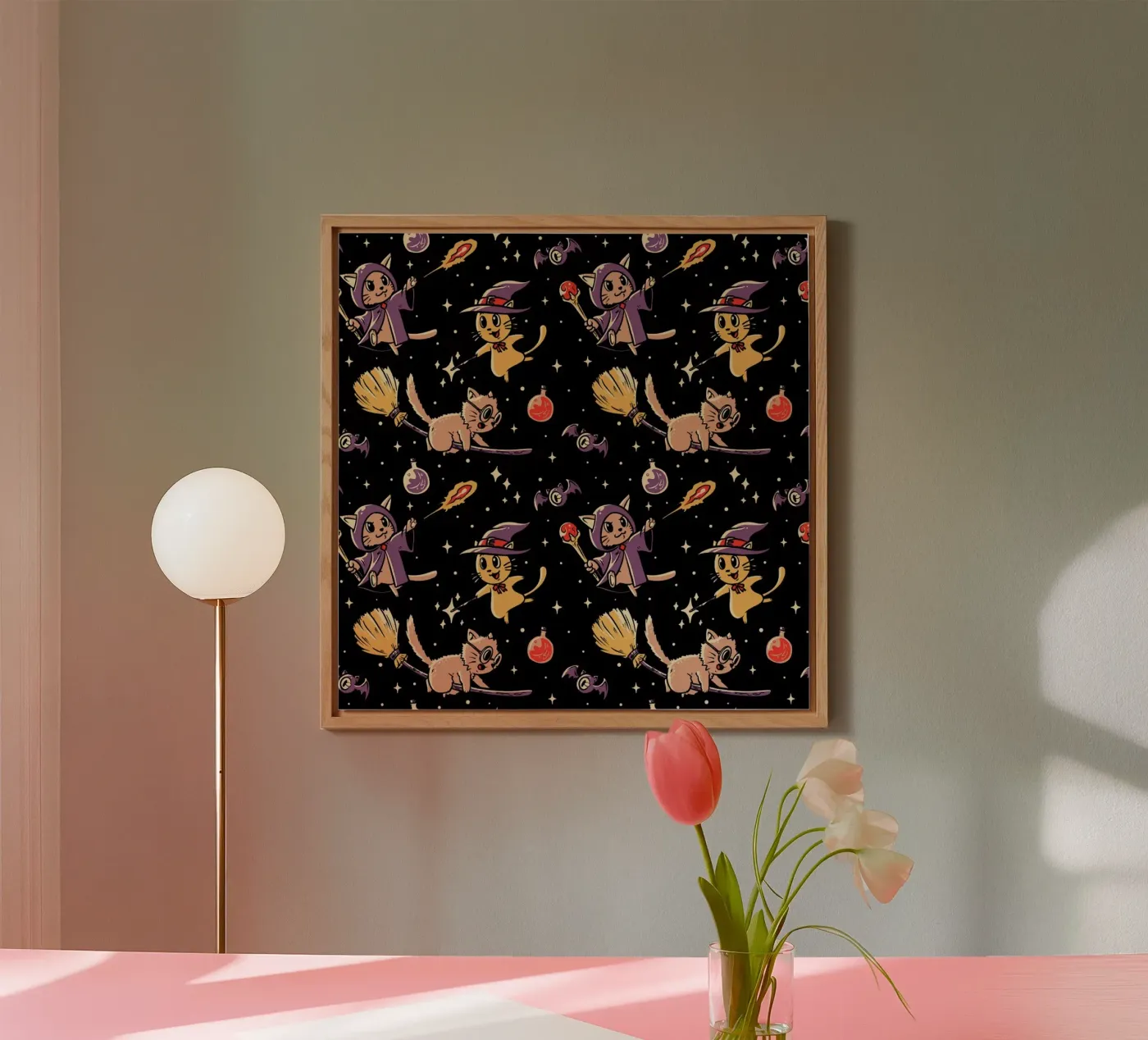 Pattern Magic Cats alluminio dibond da Tobe Fonseca