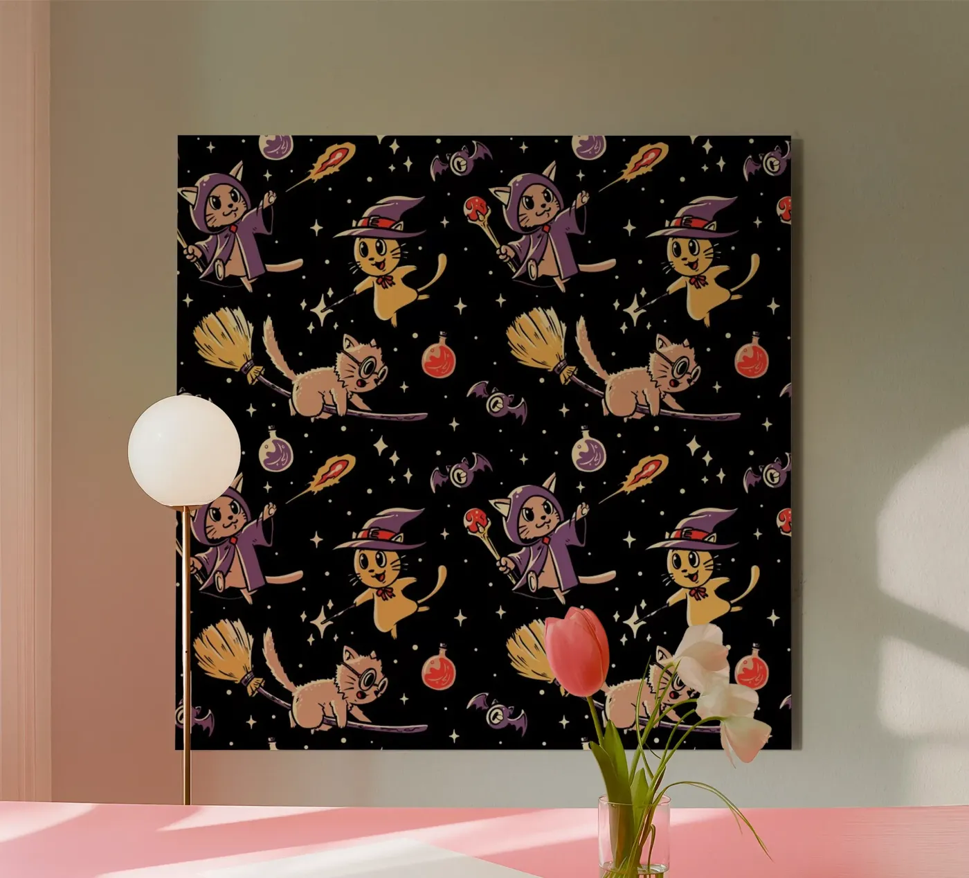 Pattern Magic Cats alluminio dibond da Tobe Fonseca