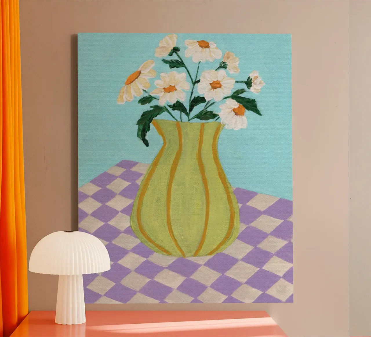 Retro Checkers canvas by Nikita Jariwala