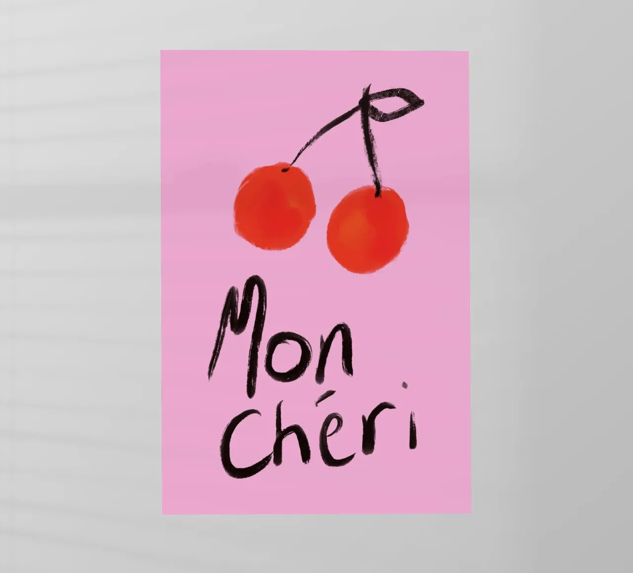 Mon Cheri Cherries Pink and Red Painting pellicola backlit da GraceDigitalArtCo