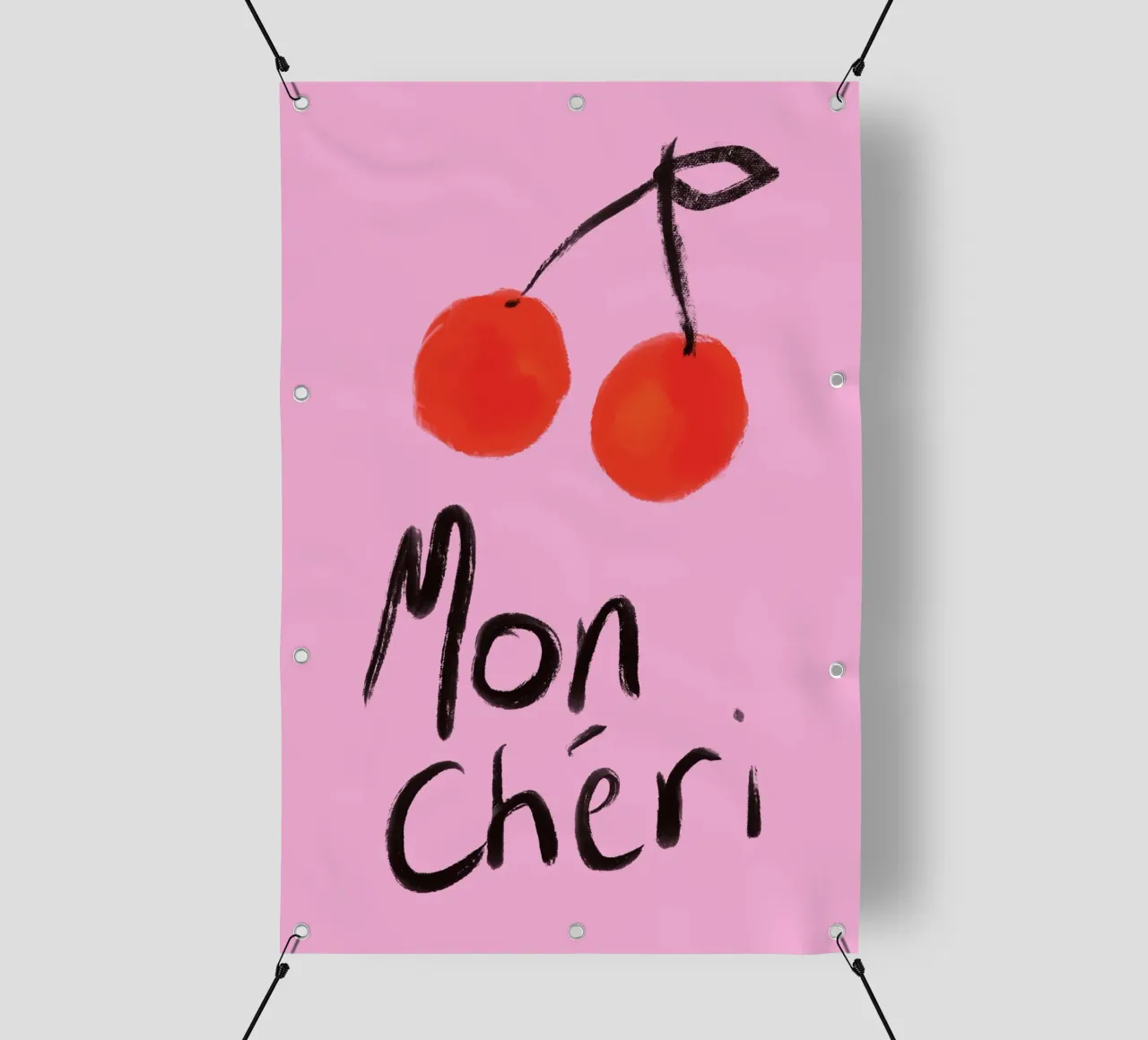 Mon Cheri Cherries Pink and Red Painting telo in pvc da GraceDigitalArtCo