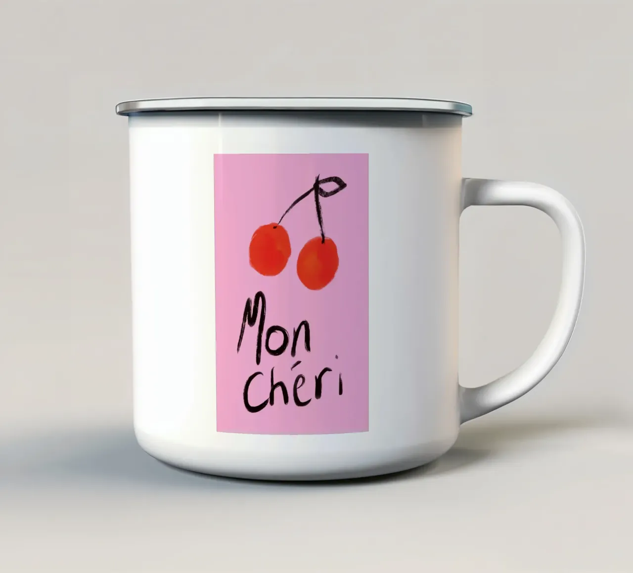Mon Cheri Cherries Pink and Red Painting tazza in smalto da GraceDigitalArtCo
