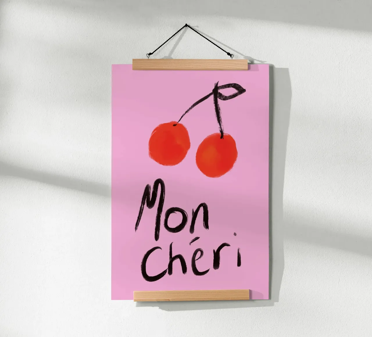 Mon Cheri Cherries Pink and Red Painting carta hahnemühle da GraceDigitalArtCo