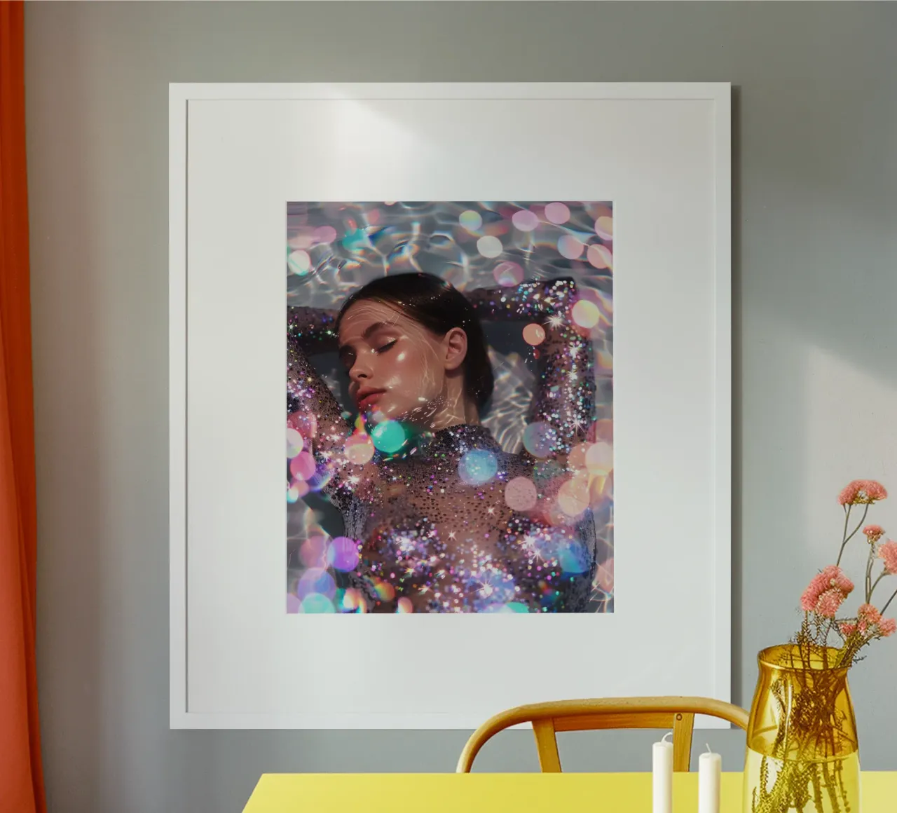 Aqua Glow poster con telaio in legno da PhotoVibe Decor