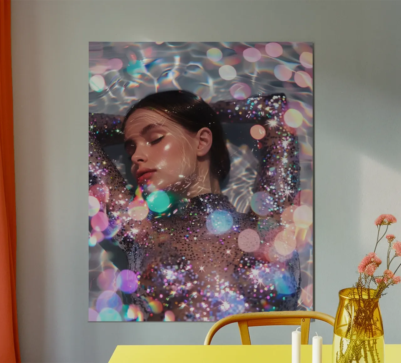 Aqua Glow poster con telaio in legno da PhotoVibe Decor