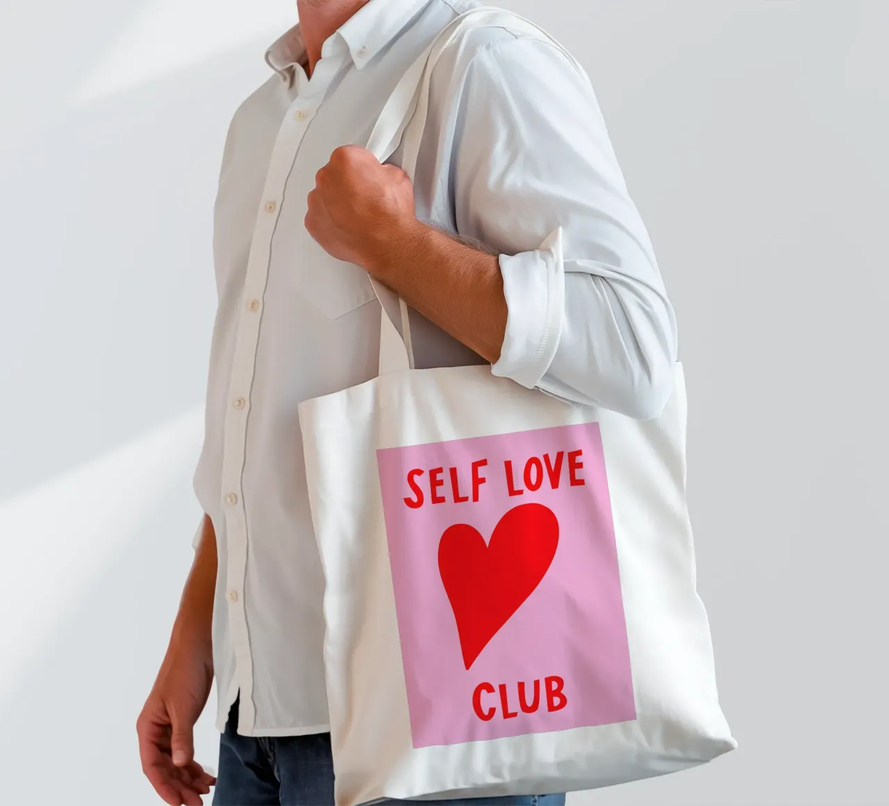Pink and Red Self Love Art tote bag by GraceDigitalArtCo