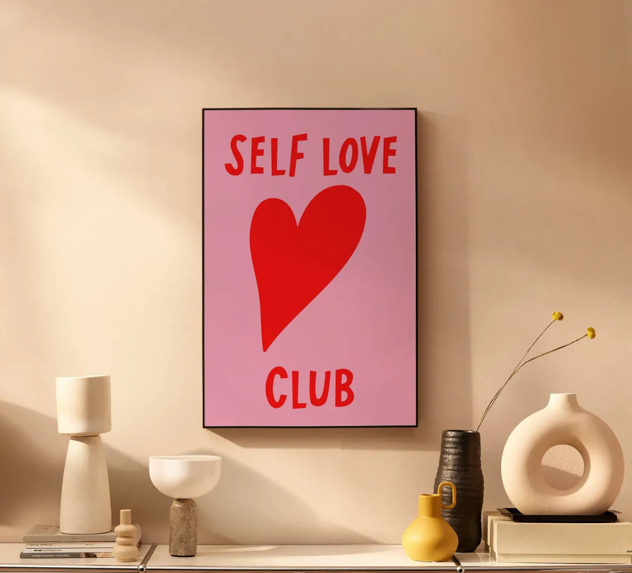 Pink and Red Self Love Art plexiglass da GraceDigitalArtCo