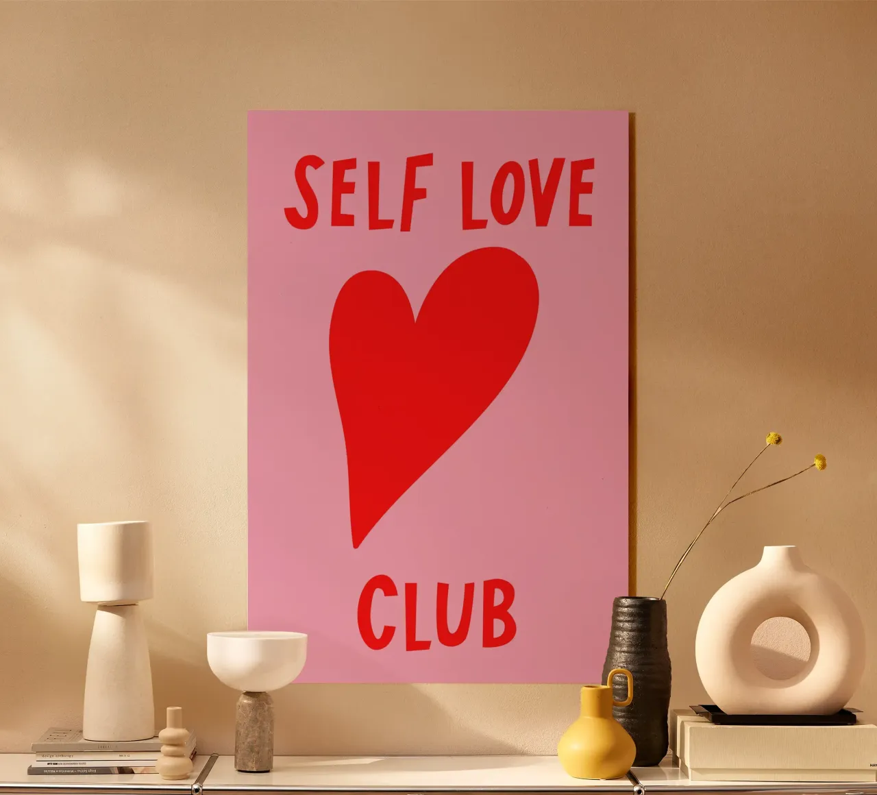 Pink and Red Self Love Art plexiglass da GraceDigitalArtCo