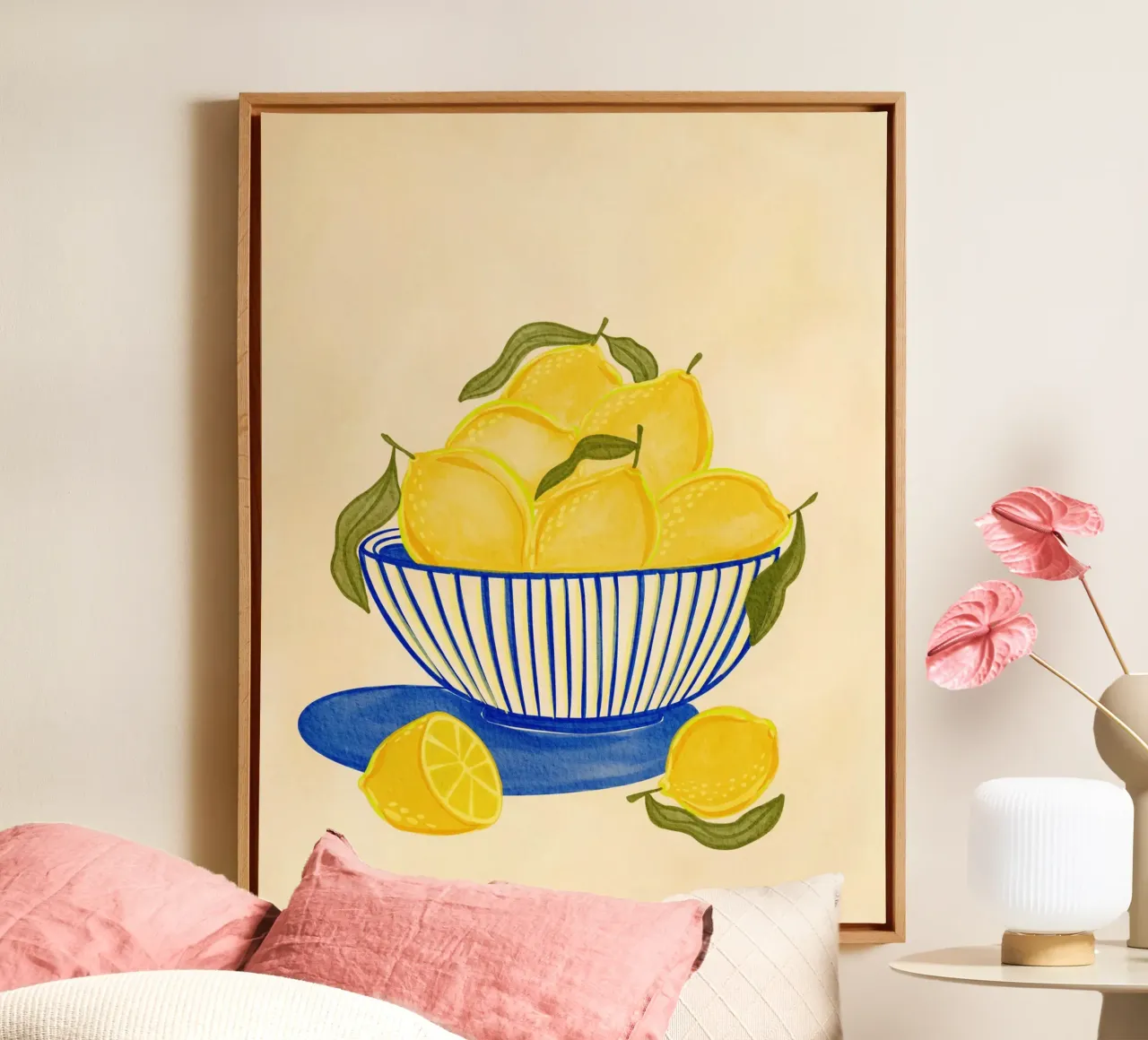 Bowl Of Vibrant Yellow Lemons canvas by Nikita Jariwala