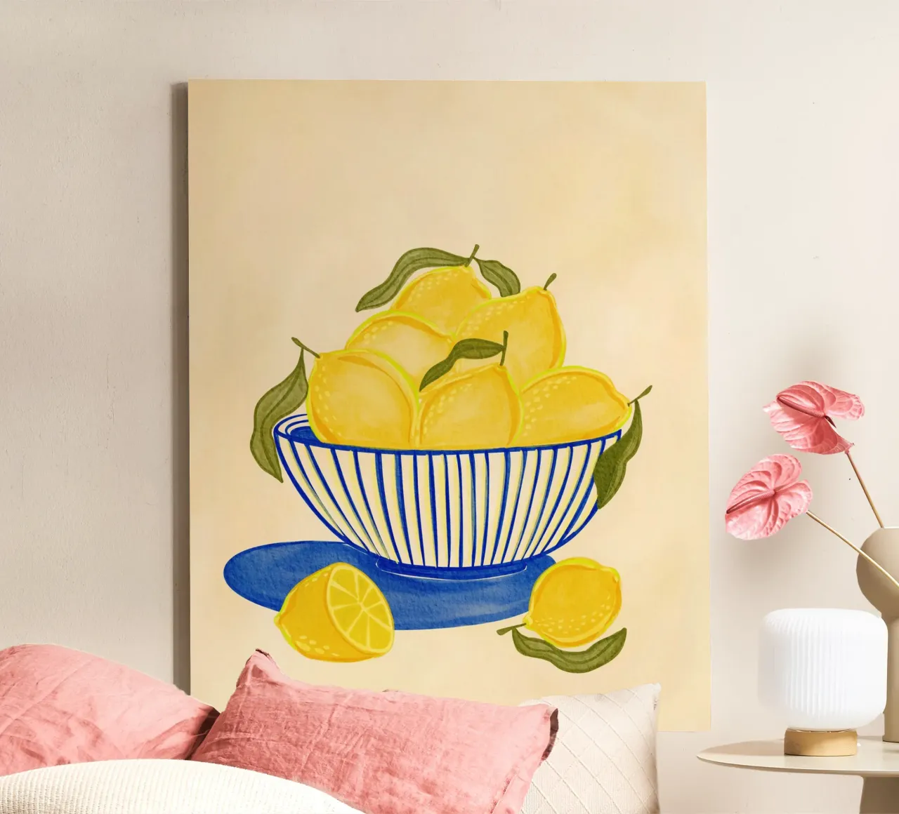 Bowl Of Vibrant Yellow Lemons canvas by Nikita Jariwala