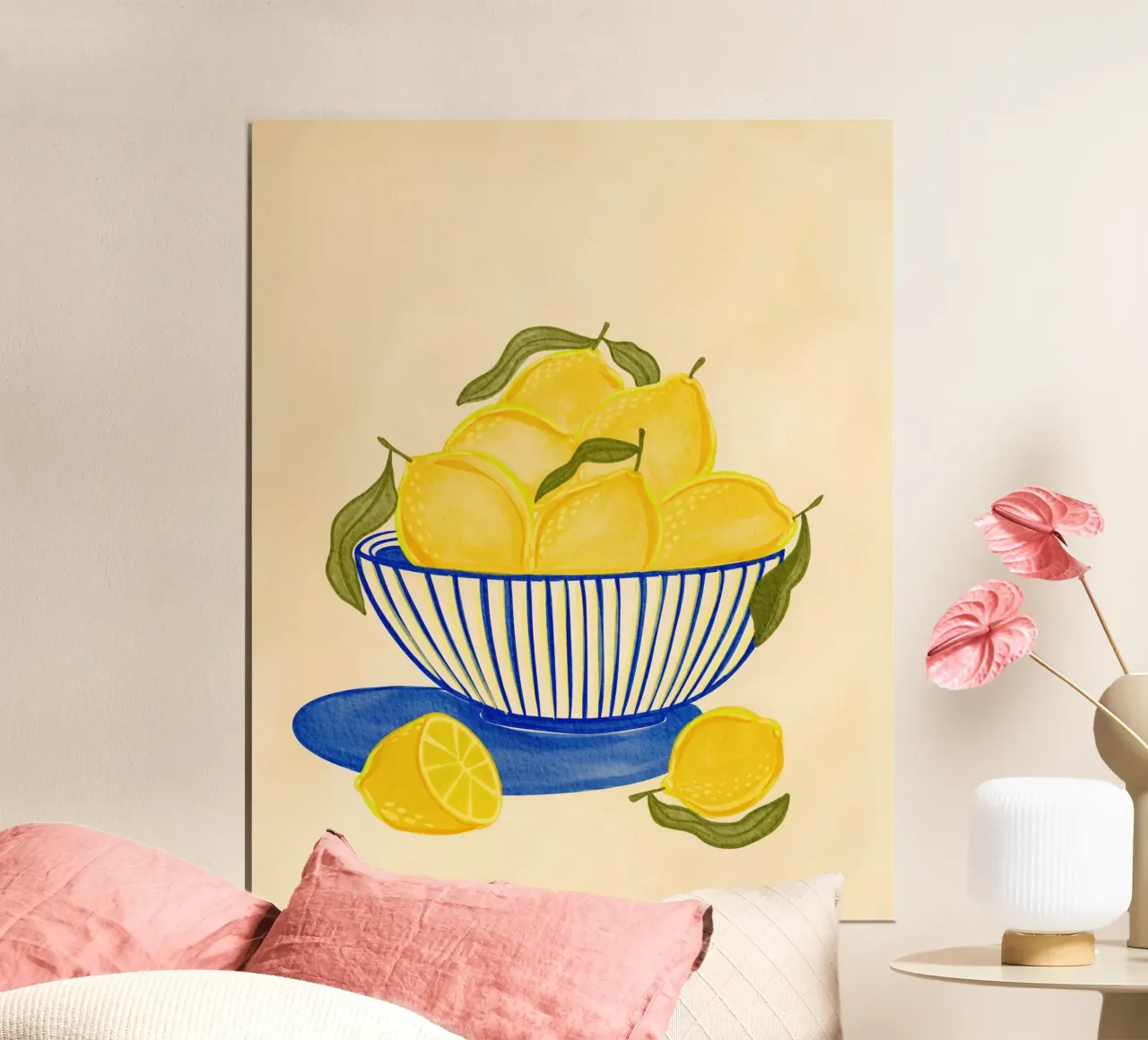 Bowl Of Vibrant Yellow Lemons poster by Nikita Jariwala