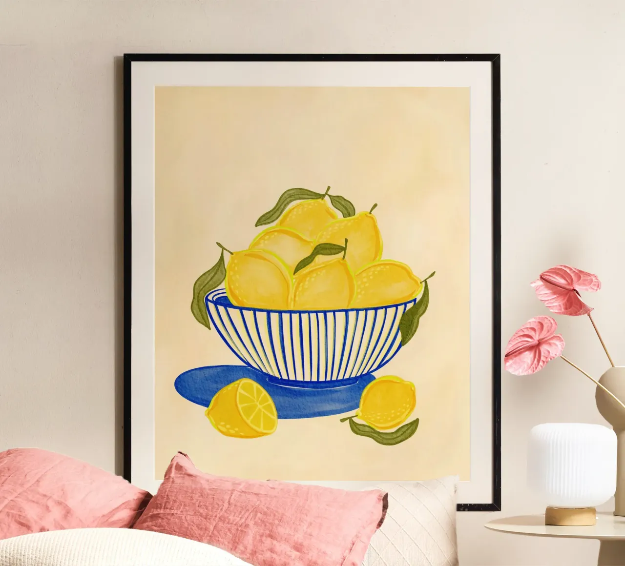 Bowl Of Vibrant Yellow Lemons poster by Nikita Jariwala