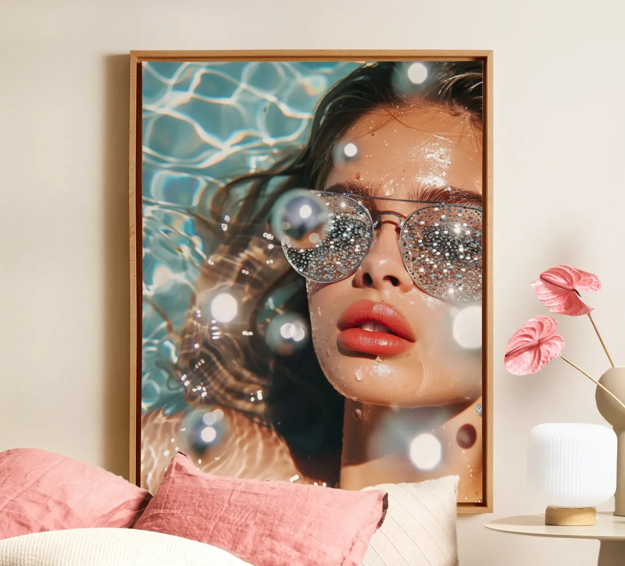 Aqua Glow tela con Cornice a cassetta da PhotoVibe Decor