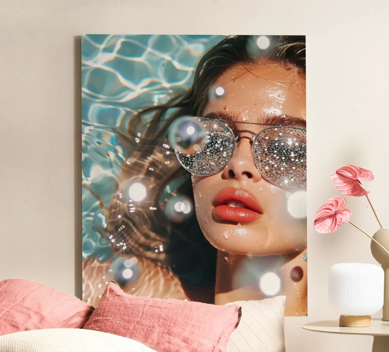 Aqua Glow tela con Cornice a cassetta da PhotoVibe Decor