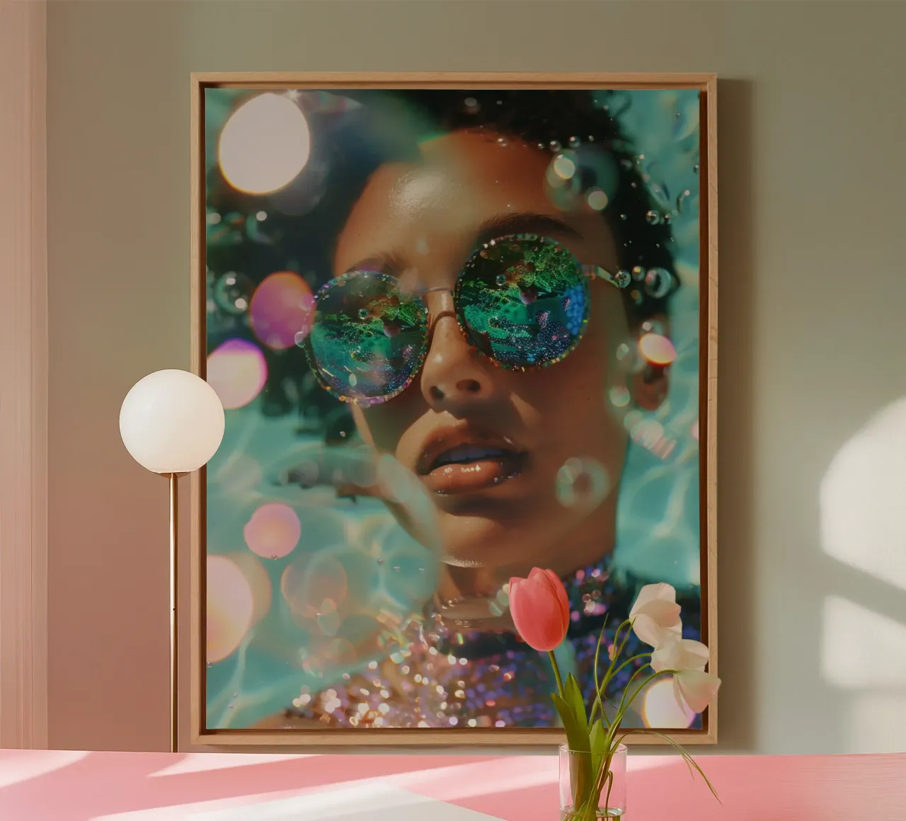 Aqua Glow tela con Cornice a cassetta da PhotoVibe Decor