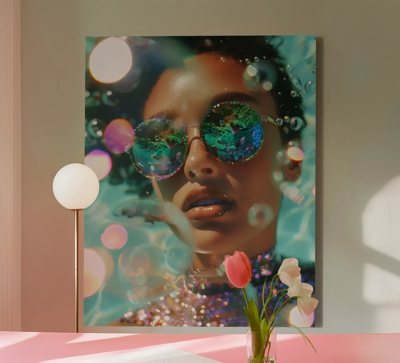 Aqua Glow tela con Cornice a cassetta da PhotoVibe Decor