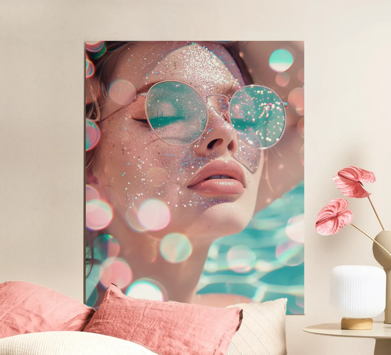 Aqua Glow poster con telaio in alluminio da PhotoVibe Decor