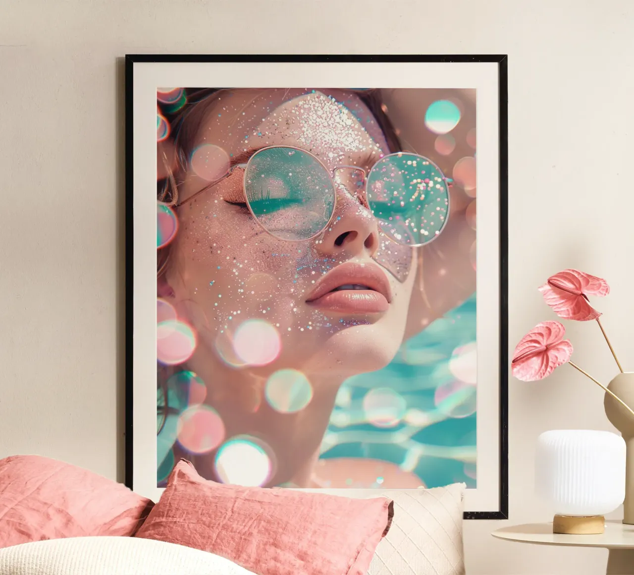 Aqua Glow poster con telaio in alluminio da PhotoVibe Decor