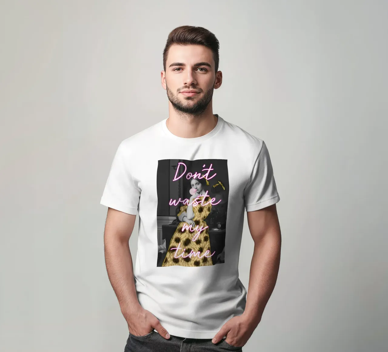 Sassy Gold Bubble Gum Art with Neon Text t-shirt da GraceDigitalArtCo