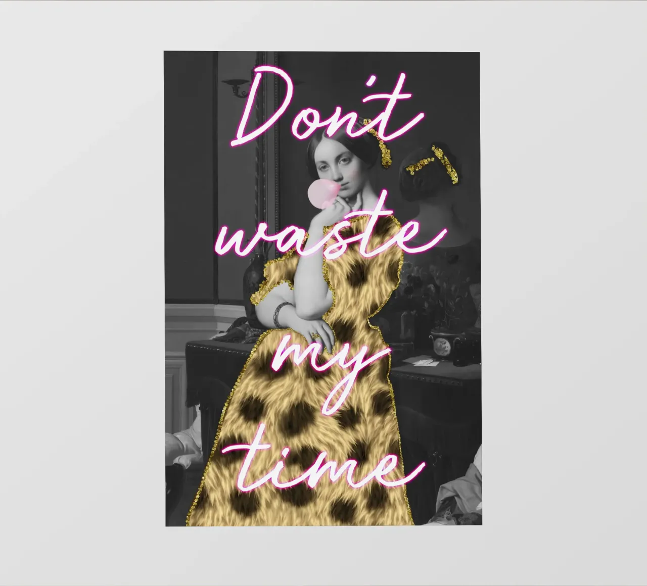 Sassy Gold Bubble Gum Art with Neon Text pellicola backlit da GraceDigitalArtCo
